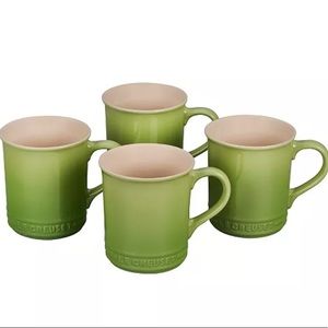 Set of 4 Le Creuset Coffee Mugs • 14 oz. Stoneware • Palm Green - NEW